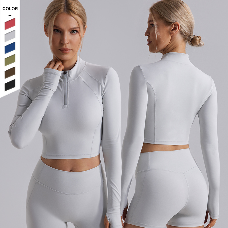 New Design Quick-Dry High Strength Tight Stand Collar Half Zipper Longsleeve Sports T-Shirts for Women Running Fitness T-Shirt