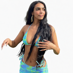 Ensemble 2 pièces brésilien 2027 : Haut dos nu imprimé et jupe décontractée, maillot de bain sexy, robe de plage, bikini - Product Image 1