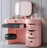 Plateau en marbre blanc de couleur personnalisée, coiffeuse en bois au design luxueux de style simple avec miroir