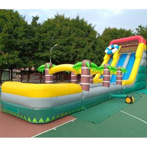 Toboggan aquatique gonflable à double voie personnalisé avec piscine amovible, grande décoration sur le thème des fruits, divertissement aquatique commercial en plein air - Product Image 1