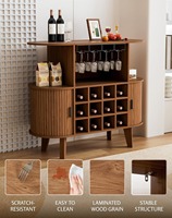 Meuble bar à vin ovale en noyer, petit format, avec porte coulissante tambour, capacité 12 bouteilles, idéal pour salon et salle à manger, directement de l'usine