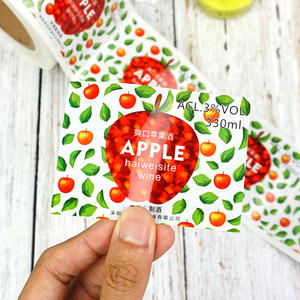 Rouleau d'étiquettes en papier enduit personnalisé, estampage à <span class=keywords><strong>chaud</strong></span>, impression couleur complète, autocollant permanent pour les boissons aromatisées au vin de fruits - Product Image 5