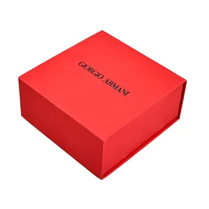 Красная Магнитная раскладушка с индивидуальным тиснением логотипа, перерабатываемая Золотая фольга и матовая ламинация для еды, роскошная подарочная коробка