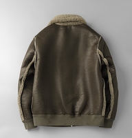 Veste d'hiver en similicuir marron pour hommes, manteau en polaire doublé, blousons de moto en daim et laine d'agneau, blousons de bombardier High Street