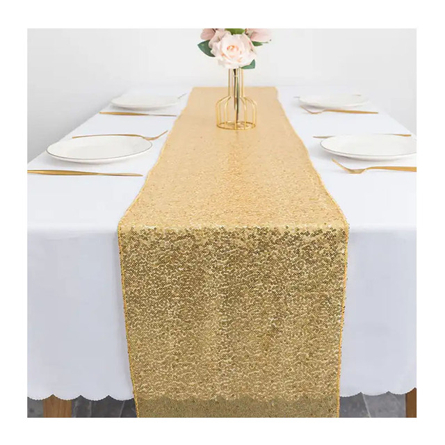 champagne Gold Navy Blue Different Colors for Selection Wedding Decoration Sequin Runners for Table Sequin Table Runners