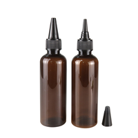 Vide 30ml 60ml 100ml 150ml bouteille d'emballage d'applicateur d'huile de cheveux en plastique bleu ambre clair avec bouchon de distribution ouvert par torsion