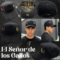Topi Trucker Bordir Custom El Senor De Los Gallos Hitam dengan Hiasan Berlian Imitasi, Bordir Ayam Jago, Gorras, Pinggiran Suede, Topi Baseball Chicano