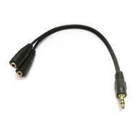 Cable Adaptador Divisor en Y Senye de 3.5mm Estéreo Macho a 2 Hembra para Auriculares y Micrófono con Cubierta de PVC para Uso en Computadora, Disponible en Stock
