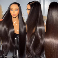 Pelucas vietnamitas lisas de cabello humano 100% natural, SDD Super Double Drawn, listas para usar, pre-cortadas, HD, sin pegamento, con encaje frontal.