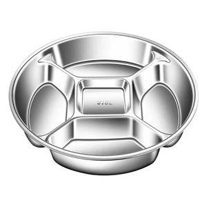 316 Stainless Steel Food Prep Tray 5 Compartment Round Multifunctional Kitchen Storage Tray For Fruits Vegetables Seasoning - Product Image 3