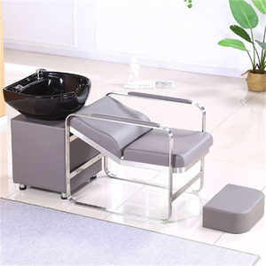 Lit de lavage moderne en acier inoxydable pour salon de coiffure avec <span class=keywords><strong>bac</strong></span> de lavage et cuvette de lavage arrière pour barbier - Product Image 6