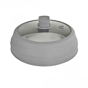 כיסוי מיקרוגל פלטת מיקרוגל סיליקון קריסה צלחת מיקרוגל כיסוי עם זכוכית עבור מזון splatter מגן שחור 9 אינץ' - Product Image 5