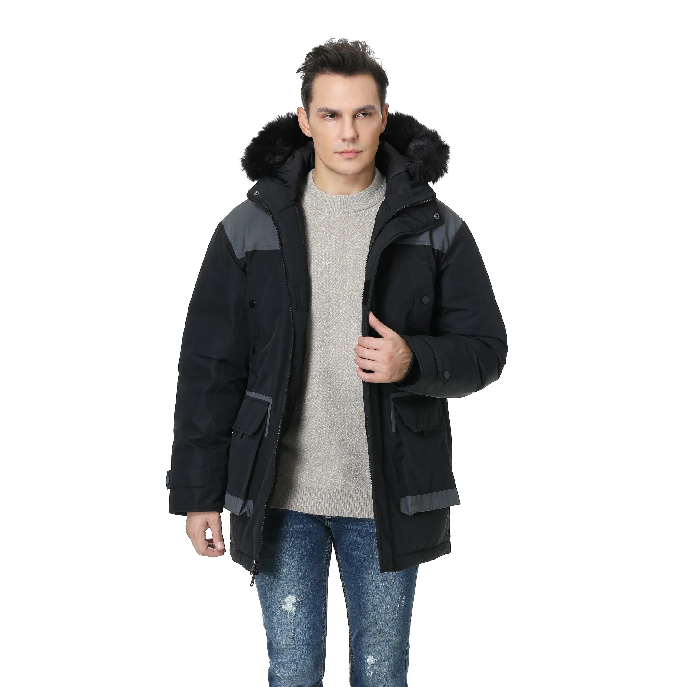 Heren Donzen Winterjas Berg Dubbel Dikker Gevoerde Bont Lange Winterjas Streetwear Jack Canada Stijl Donsjack Met Capuchon