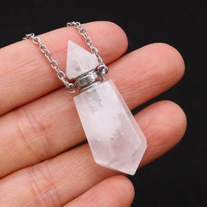 Collier pendentif en cristal de forme de balle personnalisé, flacon de <span class=keywords><strong>parfum</strong></span>, huile d'aromathérapie avec pierre naturelle en jade, bijoux uniques - Product Image 3