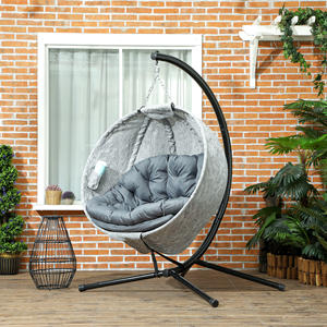 AJUNION-Chaise Suspendue avec Cadre en Acier, <span class=keywords><strong>Oeuf</strong></span>, Chaise à Bascule Pliable avec Porte-Gobelet Inclus - Product Image 1