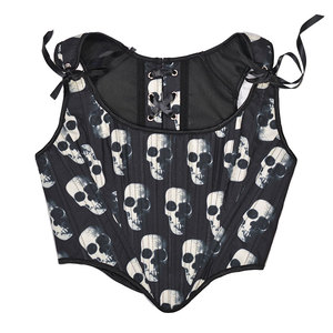 Corsé de Mujer con Estampado de Calavera, Cuello Cuadrado, Cintura Ajustable, Estilo Vintage, Top de Moda - Product Image 2