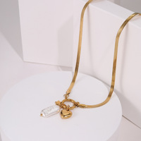 Collier personnalisé en chaîne serpent en acier inoxydable pour femme, avec pendentif cœur et perle, style Chopin