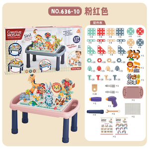 Huiye Meja Kegiatan Anak 3-In-1, Furnitur Bayi Meja Menggambar Blok Bangunan Meja Bermain Anak Set Kursi - Product Image 5
