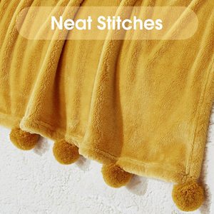 Selimut flanel Mink lembaran warna Solid kualitas tinggi tanpa penumpahan dengan Furball kecil - Product Image 3