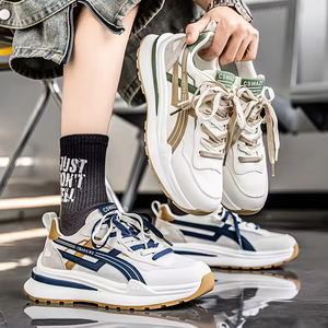 Zapatos Deportivos para Hombre, Nuevos, Versátiles, Casuales, para Correr, con Suela Blanda, Plataforma Gruesa, Aumentan la Estatura, Blancos, Transpirables, con Cordones - Product Image 1