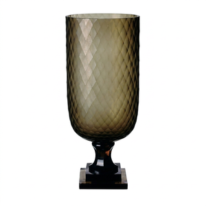 Red Crystal <b>Vase</b> Art Deco Design Tabletop Decor <b>Unique</b> Geometric Pattern - Product Image 3