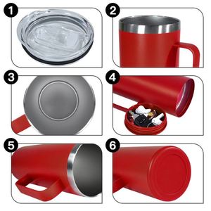 Logo 20Oz Double Walled Stainless Steel Insulated Coffee Tumbler Camping Mug With Plastic Bottom and Handle Small Storage Bottom - Product Image 4