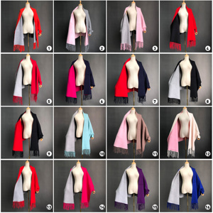 Janefur Wholesale Pink Plain Dyed Mix <strong>Wool</strong> Shawl Spring Winter Daily Wear Long Stole <strong>Wrap</strong> with Fringes - Product Image 5