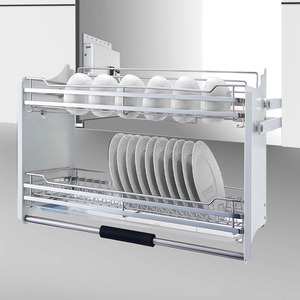 Cestello Estraibile a 2 Livelli in Acciaio Inox 304 con Chiusura Ammortizzata per Armadio a Muro, Organizzatore per <span class=keywords><strong>Cucina</strong></span> 600-900mm - Product Image 1
