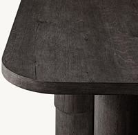 Table à manger en bois forgée à la main au design moderne et luxueux avec supports cylindriques pour la maison, le salon, le bureau, l'appartement, l'hôtel