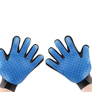 Gants de toilettage pour animaux Chen Bo, bleus, double face, pour l'élimination des poils de chat et de chien, brossage et massage sous la douche - Product Image 1