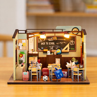 Puzzle en bois Scène de classe DIY Cabane assemblée Campus Modèle miniature fait main Maison Jouet éducatif 22x17x15.5cm Boîte couleur