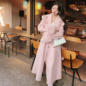 Mantel bulu rubah buatan tangan wol kasmir wajah ganda desain baru untuk wanita mantel berbulu luar ruangan nyata - Product Image 6