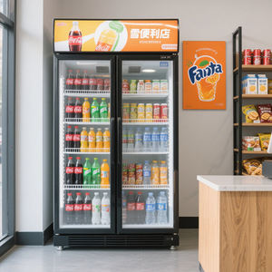 Factory Double Door Vertical Refrigerator Beer Beverage <strong>Glass</strong> Upright Refrigerated Freezer Cooler Display Showcase for Hotel - Product Image 1