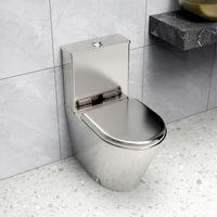 Toilette intégrée moderne en acier inoxydable 304 sur pied, durable, sans réservoir, type P, 350 mm, vente en gros personnalisée