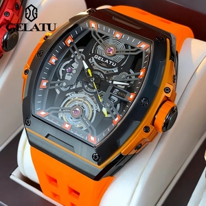 Montre mécanique automatique à remontage automatique GELATU pour homme, de haute qualité, à cadran ajouré, avec miroir saphir, étanche et lumineuse - Product Image 1