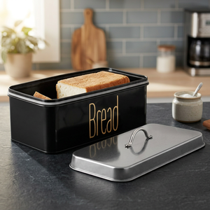 Contenedor de Pan Negro con Tapa Hermética, Rectangular, para Almacenamiento de Alimentos en la Cocina, a Prueba de Humedad - Product Image 6