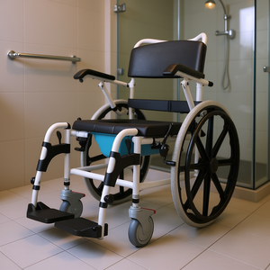 Fauteuil roulant autoportant avec siège de toilette, pliable, 17,5 pouces, équipement de sécurité pour salle de bain pour personnes handicapées - Product Image 2