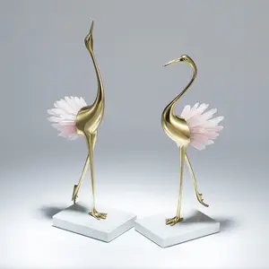 2022 Hot Koop Beauty Fancy Elegante Roze Crystal Crane Desktop Tafel Decoraties