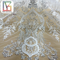 Tissu en dentelle florale française de haute qualité, tissu en dentelle perlée pour mariage, tissu en dentelle africaine avec perles pour robes de mariée pour femmes
