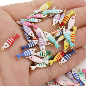 Pendentif miniature en émail représentant des animaux marins, formes variées, en acier inoxydable, pour la création de colliers - Product Image 2