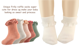 <span class=keywords><strong>Calcetines</strong></span> <span class=keywords><strong>Antideslizantes</strong></span> para Niñas Pequeñas con Diseño de Volantes y Agarre para Bebés - Product Image 6