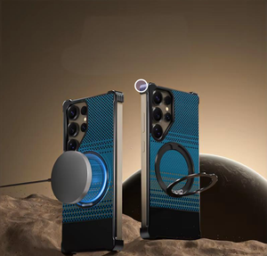 Étui de téléphone magnétique pour Samsung Galaxy S25 Ultra avec support d'anneau métallique, texture luxueuse, coque antichoc - Product Image 6