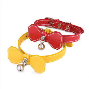 Colliers pour animaux de compagnie de couleur unie avec nœud papillon et clochette réglables pour petits chats - Product Image 4