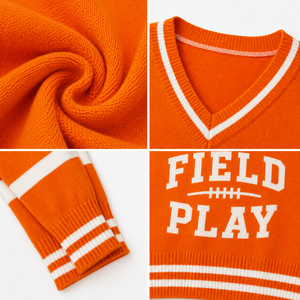 Pull de football personnalisé pour femme, avec nom et numéro, style streetwear, col en V oversize, tricoté - Product Image 5