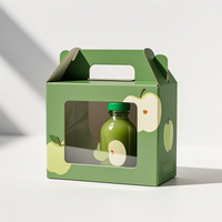 Boîte en carton pour emballage de jus de fruits, boîte en carton personnalisée pour bouteille de boisson, boîtes en carton ondulé avec poignée et fenêtre transparente