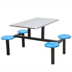 School Students Stainless Steel <strong>Table</strong> Employees Site <strong>Canteen</strong> Metal Cafeteria Dining <strong>Table</strong> Fast Food <strong>Table</strong> and Chair Set - Product Image 6