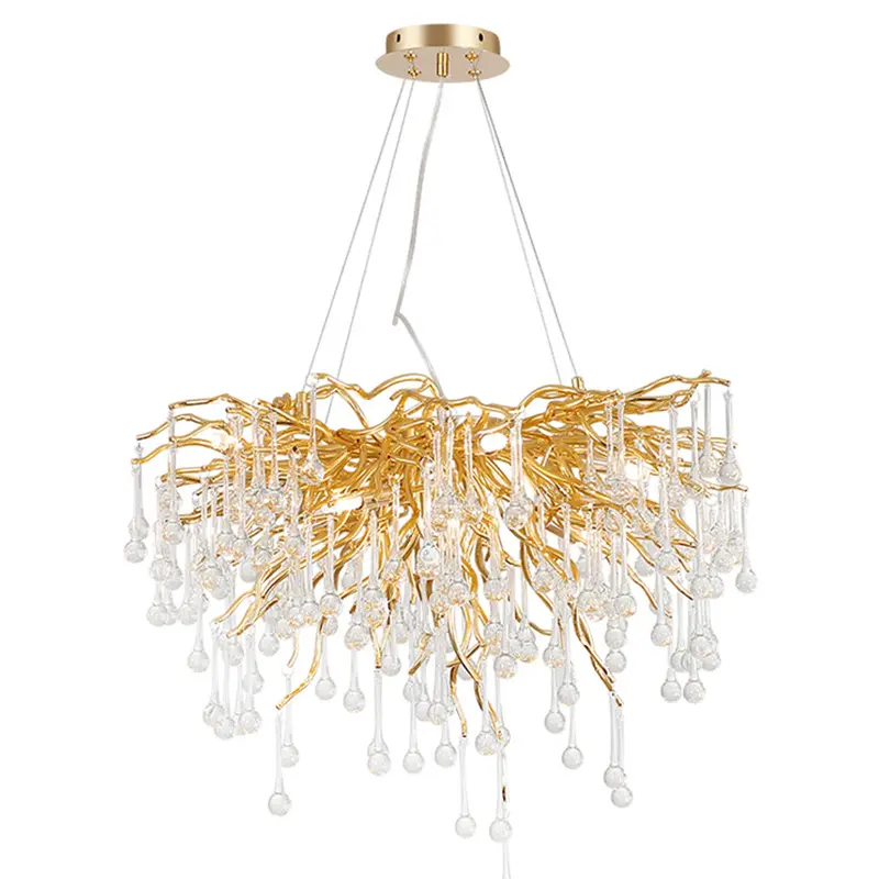 High quality Luxury Modern Crystal Chandelier Lighting Gold Copper Tree Branch Crystal Chandelier Pendant Lights