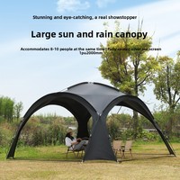 Tente à auvent de style noir, grand abri d'ombrage extérieur, camping, imperméable, anti-soleil, anti-moustiques, portable, pliable, grand format