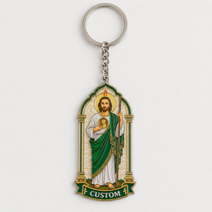 Porte-clés personnalisés en gros de haute qualité San Judas Tadeo, porte-clés avec portrait de saint, souvenir religieux catholique, porte-clés pour croyants - Product Image 2