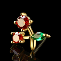 Boucles d'oreilles en or massif 14k, bijoux de nez, mode Daith, sans fil, cerise, Piercing fin du corps